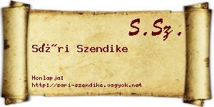 Sári Szendike névjegykártya